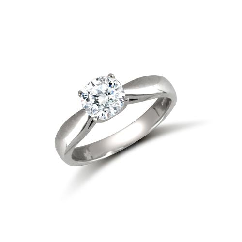 Cubic Zirconia Ring - 9ct White Rbc CZ Solitaire Ring - by Hearts Forever Jewellers