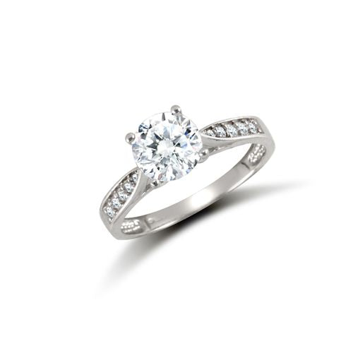 Cubic Zirconia Ring - 9ct White CZ Ladies Dress Ring - by Hearts Forever Jewellers