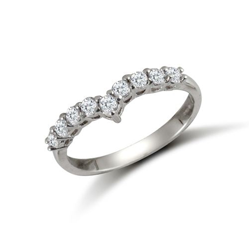 Cubic Zirconia Ring - 9ct White Ladies CZ Wishbone Ring - by Hearts Forever Jewellers