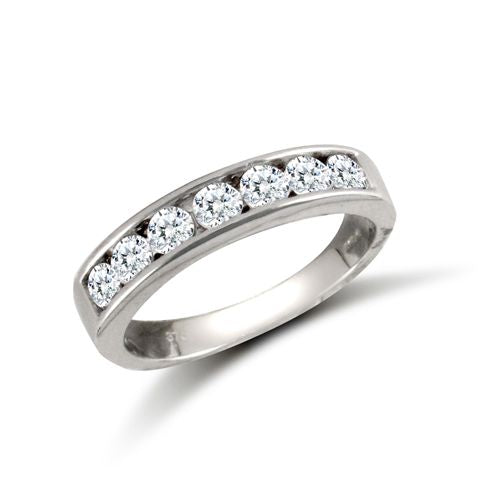 Cubic Zirconia Ring - 9ct White Ladies CZ Channel Set Half Et Ring - by Hearts Forever Jewellers