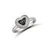Cubic Zirconia Ring - 9ct White, Black & White CZ Heart Ring - by Hearts Forever Jewellers