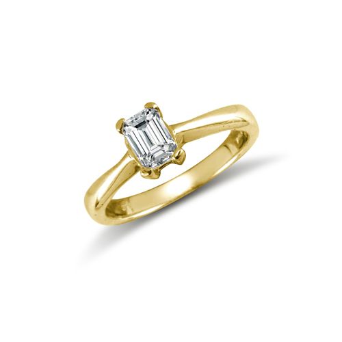 Cubic Zirconia Ring - 9ct Yellow Emerald Cut CZ Solitaire Ring - by Hearts Forever Jewellers