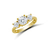 Cubic Zirconia Ring - 9ct Yellow Ladies CZ 3 Stone Cluster Ring - by Hearts Forever Jewellers