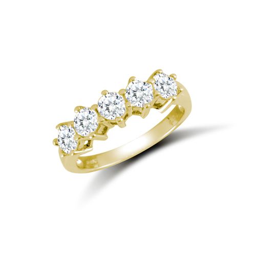 Cubic Zirconia Ring - 9ct Yellow Ladies CZ 5 Stone Ring - by Hearts Forever Jewellers