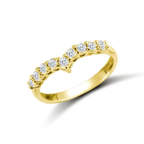 Cubic Zirconia Ring - 9ct Yellow Ladies CZ Wishbone Ring - by Hearts Forever Jewellers