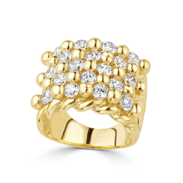 Cubic Zirconia Ring - 9ct Yellow Gold CZ Keeper Ring - by Hearts Forever Jewellers