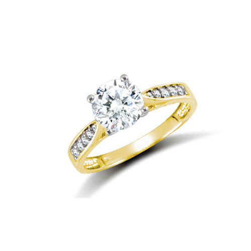 Cubic Zirconia Ring - 9ct Yellow CZ Ladies Dress Ring - by Hearts Forever Jewellers