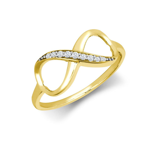 Cubic Zirconia Ring - 9ct Yellow CZ Set Infinity Ring - by Hearts Forever Jewellers