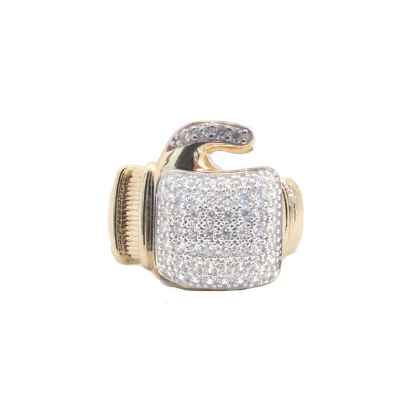 Cubic Zirconia Ring - 9ct Yellow Gold Cubic Zirconia Boxing Glove Ring - by Hearts Forever Jewellers