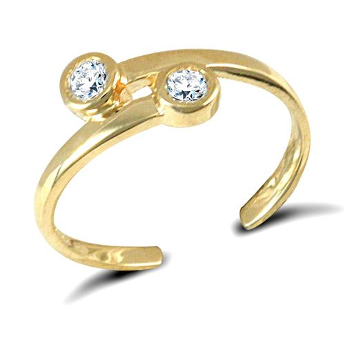 Cubic Zirconia Ring - 9ct Yellow Gold Cubic Zirconia Toe Ring - by Hearts Forever Jewellers