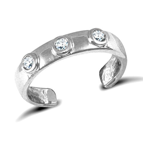 Cubic Zirconia Ring - 9ct White Gold Cubic Zirconia Toe Ring - by Hearts Forever Jewellers