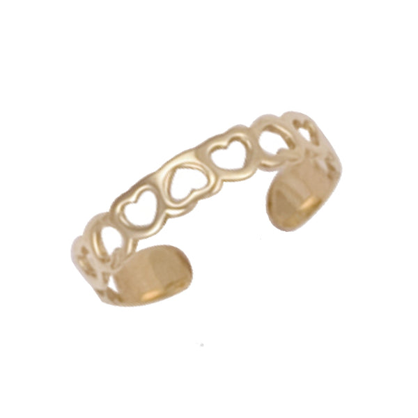 Ring - 9ct Yellow Gold Hearts Toe Ring - by Hearts Forever Jewellers