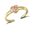 Cubic Zirconia Ring - 9ct Yellow Gold Pink Cubic Zirconia Heart Toe Ring - by Hearts Forever Jewellers
