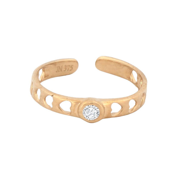 Cubic Zirconia Ring - 9ct Yellow CZ set & hearts toe ring - by Hearts Forever Jewellers