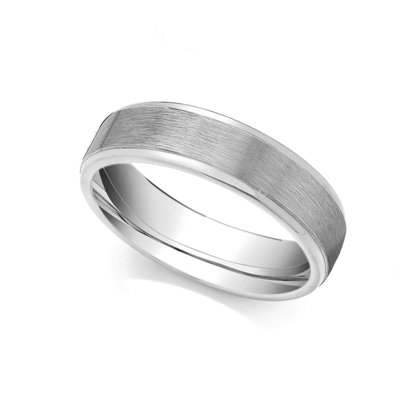 Jewellery - 18ct White Fancy 4mm Wedding Band - by Hearts Forever Jewellers