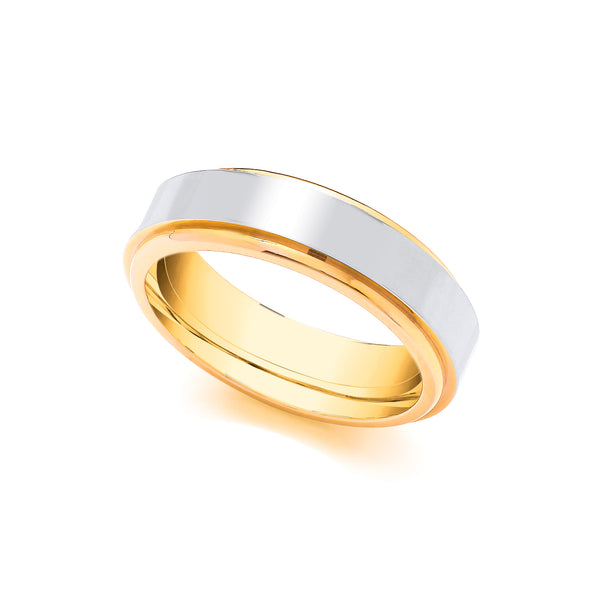 Jewellery - 18ct Yellow and White Fancy 4mm Wedding Band - by Hearts Forever Jewellers