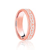 18ct Rose & White Flat Court 5mm Celtic Laser Engraved Wedding Band