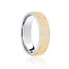 18ct Rose & White Flat Court 5mm Celtic Laser Engraved Wedding Band