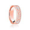 18ct Rose & White Flat Court 5mm Celtic Laser Engraved Wedding Band