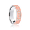18ct Rose & White Flat Court 5mm Celtic Laser Engraved Wedding Band