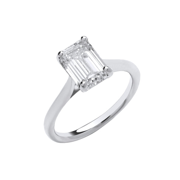 18k Yellow Gold Diamond, Emerald Ring - 18ct White Gold 2.00ctw Emerald Cut LAB GROWN Diamond Ring IGI Certified - by Hearts Forever Jewellers