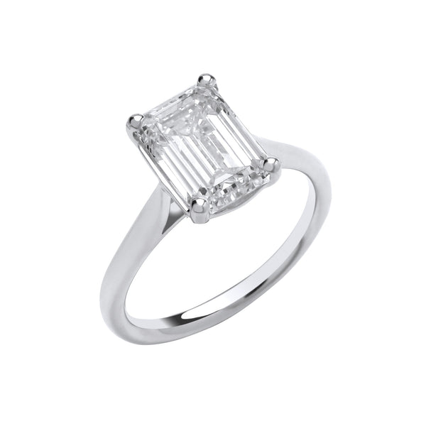 18k Yellow Gold Diamond, Emerald Ring - 18ct White Gold 3.00ctw Emerald Cut LAB GROWN Diamond Ring IGI Certified - by Hearts Forever Jewellers