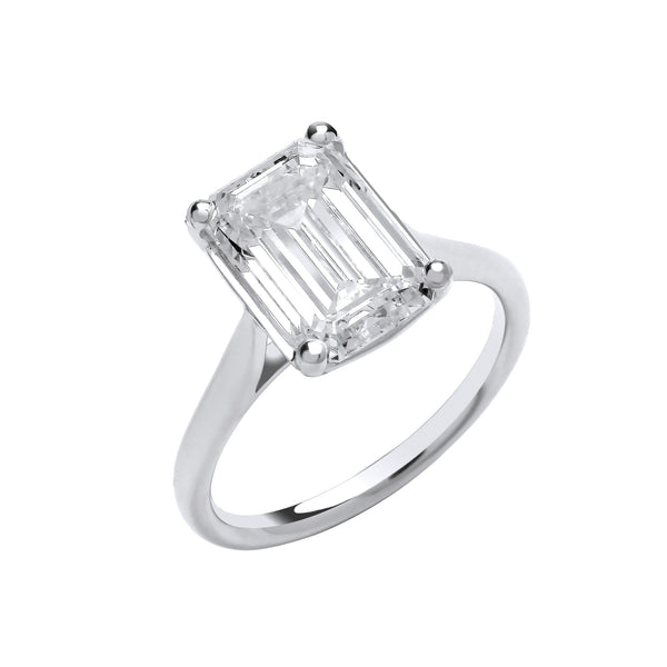 18k Yellow Gold Diamond, Emerald Ring - 18ct White Gold 4.00ctw Emerald Cut LAB GROWN Diamond Ring IGI Certified - by Hearts Forever Jewellers