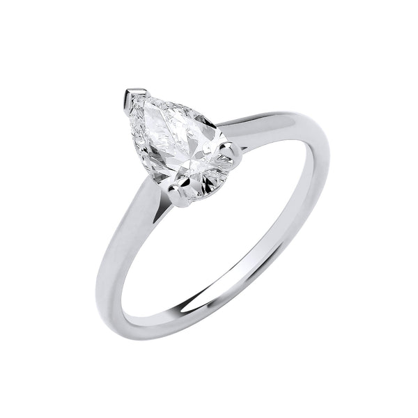 18k Yellow Gold Diamond Ring - 18ct White Gold 1.00ctw Pear Cut LAB GROWN Diamond Ring IGI Certified - by Hearts Forever Jewellers