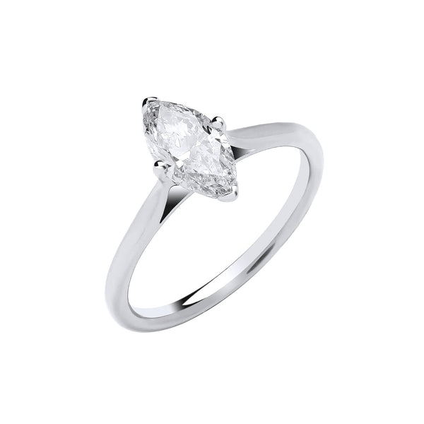 18k Yellow Gold Diamond Ring - 18ct White Gold 1.00ctw Marquise Cut LAB GROWN Diamond Ring IGI Certified - by Hearts Forever Jewellers