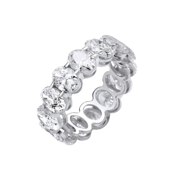 18k Yellow Gold Diamond Ring - 18ct White Gold 7.00ctw Oval Cut Lab Grown Diamond Eternity Ring IGI Certified - by Hearts Forever Jewellers