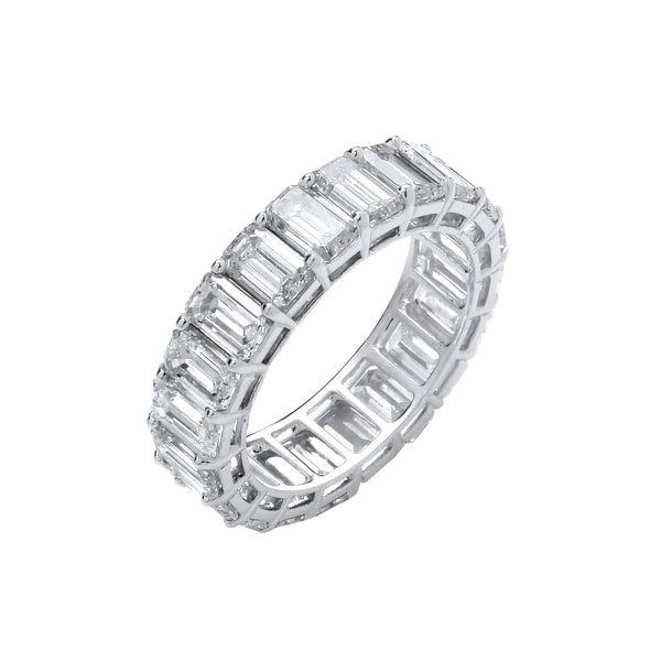 18k Yellow Gold Diamond, Emerald Ring - 18ct White Gold 6.00ctw Emerald Cut Lab Grown Diamond Eternity Ring IGI Certified - by Hearts Forever Jewellers