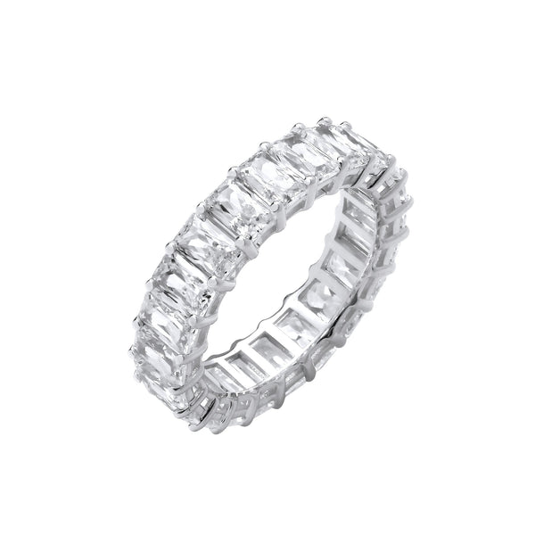 18k Yellow Gold Diamond Ring - 18ct White Gold 6.70ctw Radiant Cut Lab Grown Diamond Eternity Ring IGI Certified - by Hearts Forever Jewellers