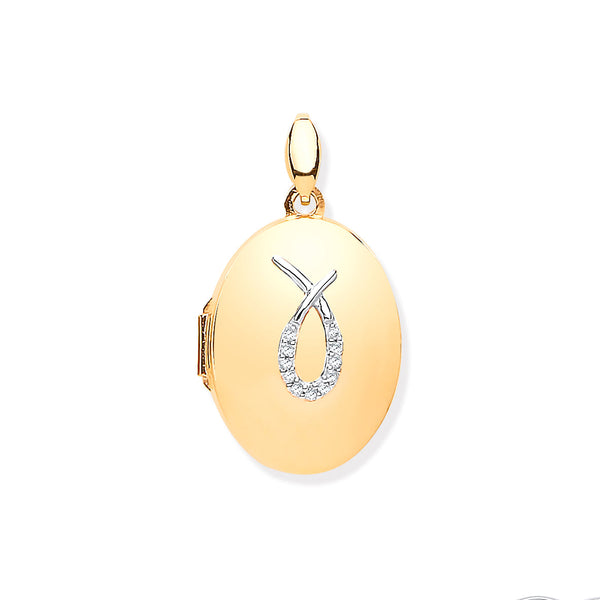 Diamond Jewellery - Y/G & Diamonds Oval Locket - by Hearts Forever Jewellers