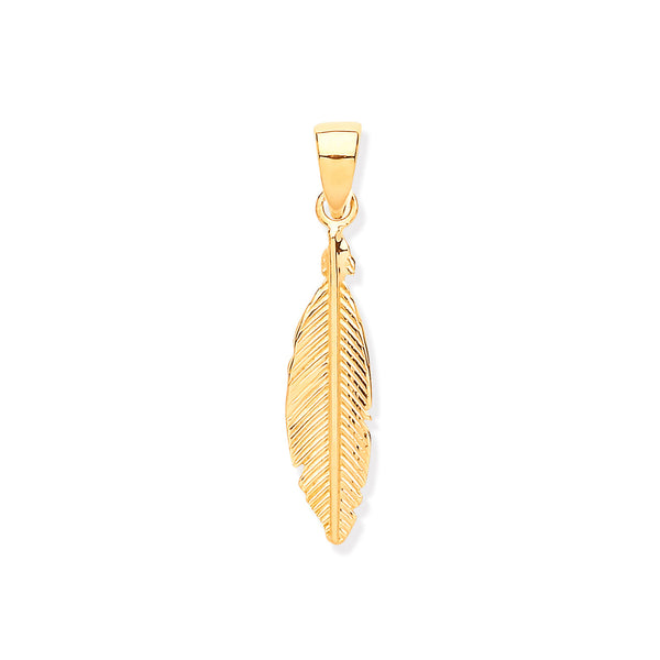 Necklace - Y/G Feather Leaf Pendant - by Hearts Forever Jewellers