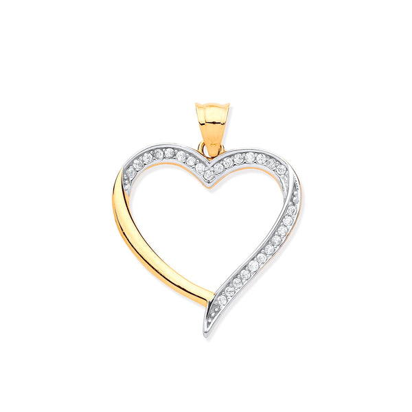 Cubic Zirconia Necklace - Y & W/G Cz Heart Pendant - by Hearts Forever Jewellers