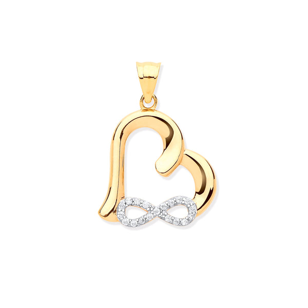 Cubic Zirconia Necklace - Y/G Cz Infinity, Heart Pendant - by Hearts Forever Jewellers