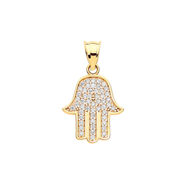 Cubic Zirconia Necklace - Y/G Cz Hamsa Pendant - by Hearts Forever Jewellers