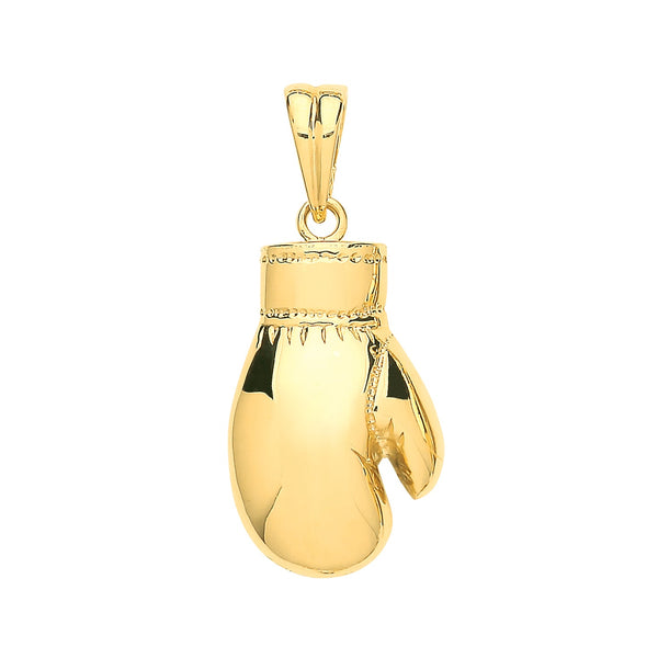 Necklace - Y/G Hollow, Plain Boxing Glove Pendant - by Hearts Forever Jewellers