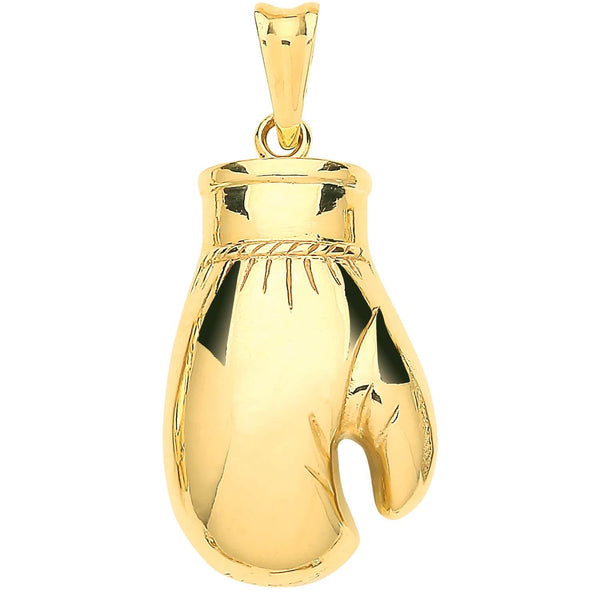 Necklace - Y/G Hollow, Plain Large Boxing Glove Pendant - by Hearts Forever Jewellers