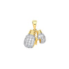 Cubic Zirconia Necklace - Y/G Joined Double Boxing Gloves Cz Pendant - by Hearts Forever Jewellers