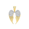 Cubic Zirconia Necklace - Y/G Cz Large Angel Wings Pendant - by Hearts Forever Jewellers