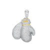 Cubic Zirconia Necklace - Y/G Large Cz Boxing Gloves Pendant - by Hearts Forever Jewellers