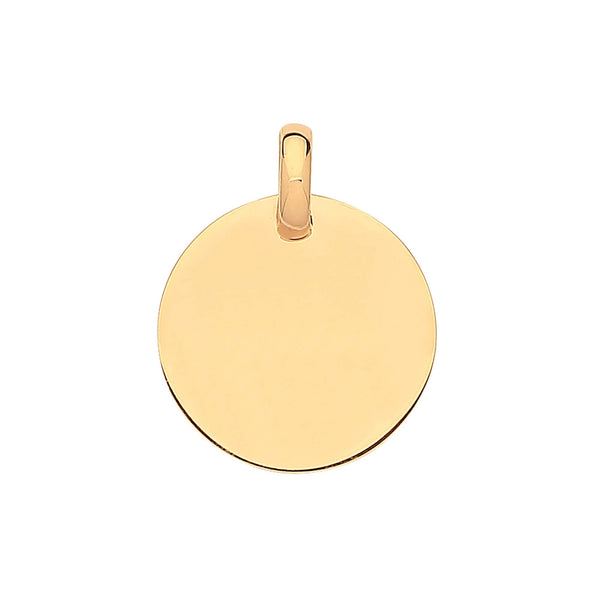 Necklace - Y/G 19mm Plain Round Pendant - by Hearts Forever Jewellers