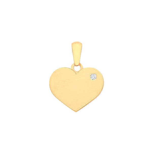 Cubic Zirconia Necklace - Y/G Cz Plain Heart Pendant - by Hearts Forever Jewellers