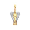 Cubic Zirconia Necklace - Y/G Large Cz Angel Pendant - by Hearts Forever Jewellers