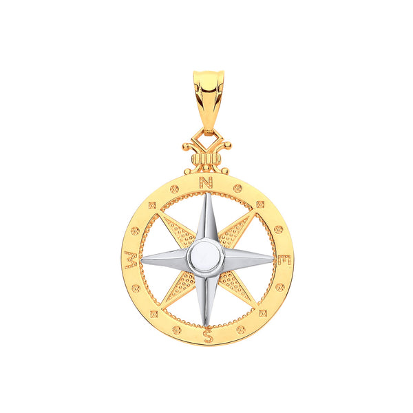 Necklace - Y W/G Compass Pendant - by Hearts Forever Jewellers