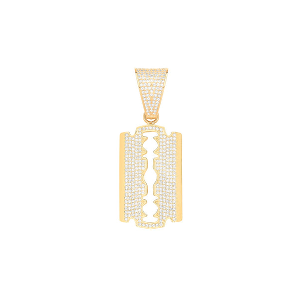 Cubic Zirconia Necklace - Y/G Razor Blade CZ Pendant - by Hearts Forever Jewellers