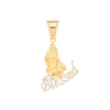 Cubic Zirconia Necklace - Y/G Blessed, Praying Hands CZ Pendant - by Hearts Forever Jewellers
