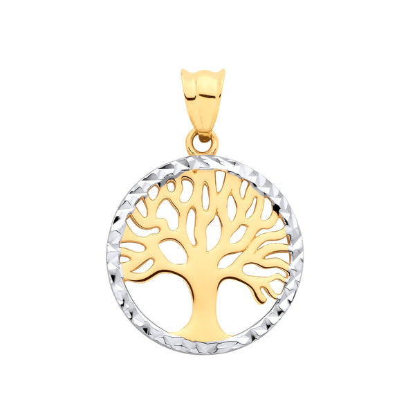 Necklace - Y & W/G Small Tree of Life Pendant - by Hearts Forever Jewellers