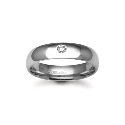 Platinum Diamond Ring - Platinum 3mm Natural Diamond 3pts Rubover set Wedding Ring - by Hearts Forever Jewellers